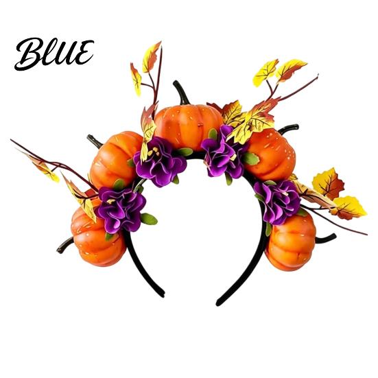 Non-slip Headband Halloween Hair Hoop Black with 3D Pumpkin Autumn Leaves Day Of The Dead Red Flowers Universal Thanksgiving Party Accessory Hoop