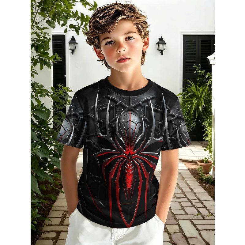Summer Children's 3D Printed Crew Neck T-Shirt Fashion Versatile Breathable Trend Casual