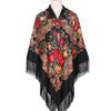 Russian Plus Size Women's Tassel Shawl - Vintage Ethnic Printed Square Scarf