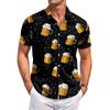 Men's Casual Short Sleeve Button Down Shirt Beer Mug Print Lightweight Breathable Fabric Relaxed Fit Summer Shirt