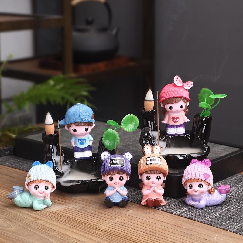 Hinterbrenner Keramik neue kreative Ornamente Räuchergefäß kleiner Mönch Berg fließendes Wasser