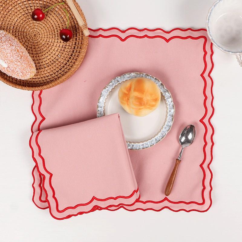 1Pc Lotus Placemats Cotton Napkins Table Dinner Cloth Reusable for Banquet Wedding Table Decor Embossed Flower Shaped Place Mats