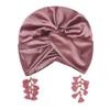 Turban Cap Crossed Pullover Hat Solid Color Beanie Hat Fashionable Fringe Hat  Spring