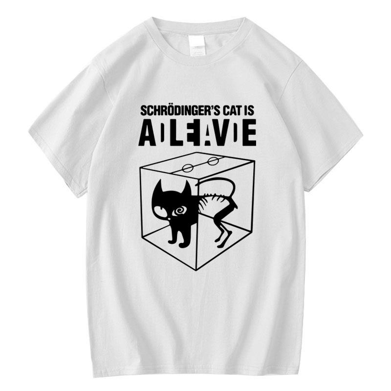 Schrödinger Cat Print T-Shirt Men's Women's Summer Cotton Casual Comfortable T-Shirt Casual Life Big Bang Short Sleeve