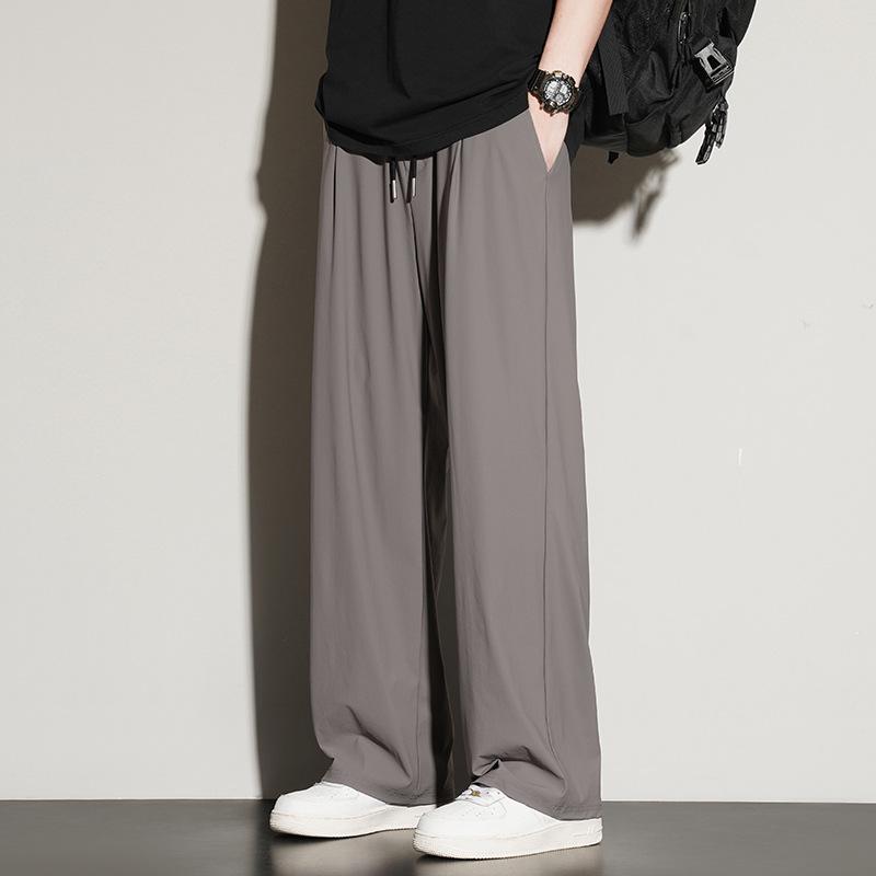 Men's Summer Trend Wide-Leg Ice Silk Casual Trousers - Loose Straight Sports Pants