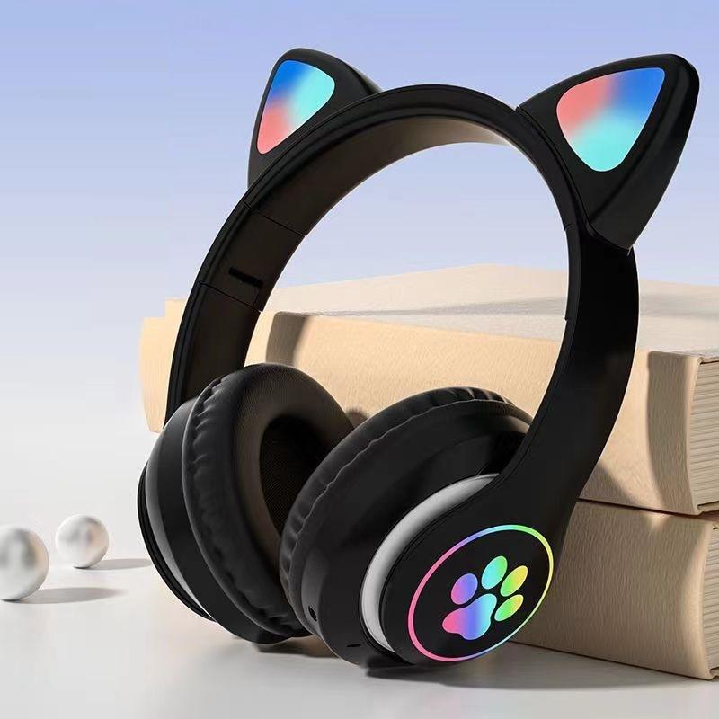 Luminous cat ear bluetooth headset wireless headset cute department direct sales