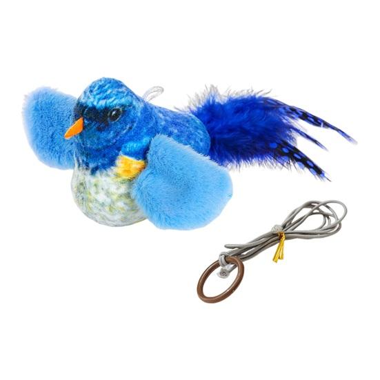 Chirping Bird Cat Toy Interactive Flapping Wings Plush Bird Toy, Elastic Rope To Relieve Boredom and Resist Scratching and Biting