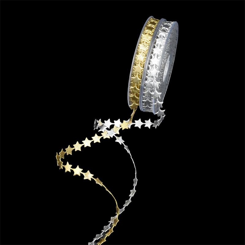 Embossed belt Christmas tree pentagram decorative belt gift floral polyester ribbon 10m
