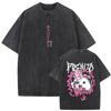 Anime Chainsaw Man Washed Retro Tshirt Cartoon Makima Graphic T Shirts Men Women Manga Vintage Oversized Tshirts Streetwear