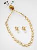 Gold-Plated White Stone-Studded & Beaded Temple Jewellery Set