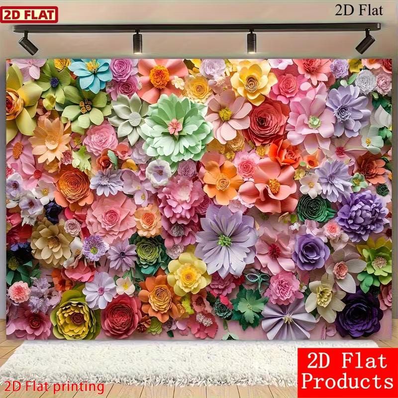 2D Bright Paper Flower Wall Backdrop, Colorful Floral Background 47.2x31.5inch/120*80cm