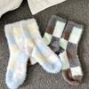 biarritz socks [2SET] Madeleine fluffy check sleep socks 2 colors