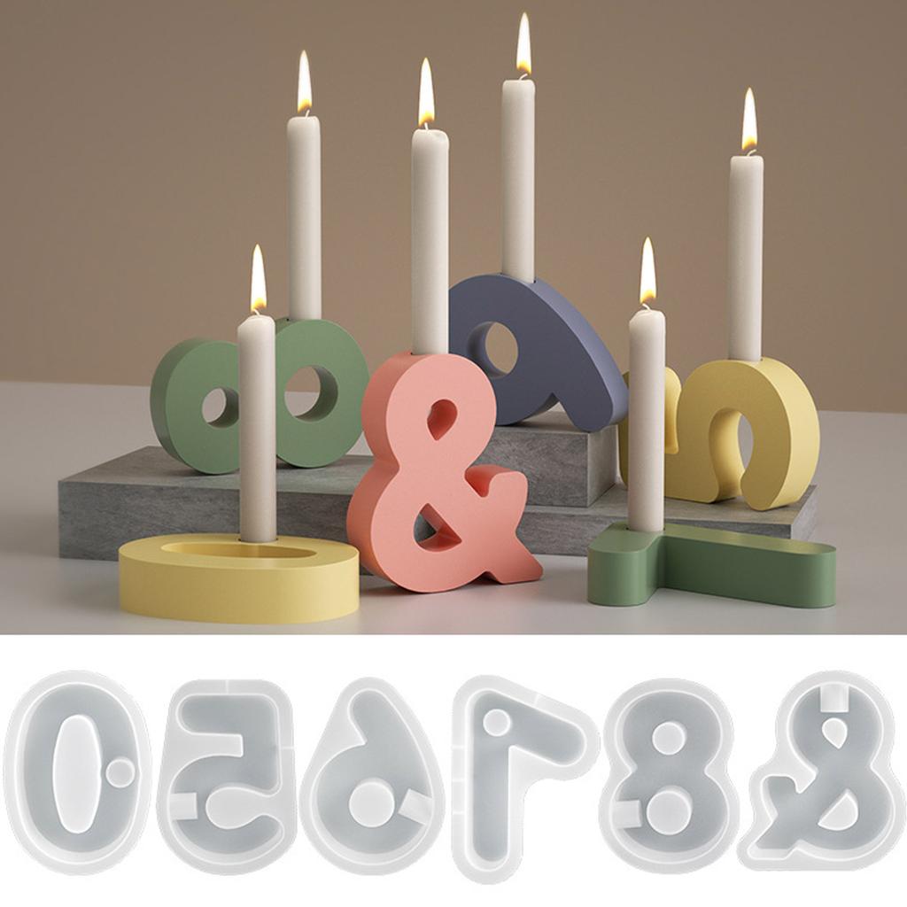 DIY Numbers Candlestick Silicone Mold Candle Holder Gypsum Resin Mold Handmade Epoxy Resin Casting Home Desktop Decor