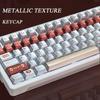 Tastenkappe Retro Silber Maschine Imitation Metalltextur Metallperle Spielkonsole Cherry PBT Rot Weiß Tastenkappe für Aula F75 115 Tasten