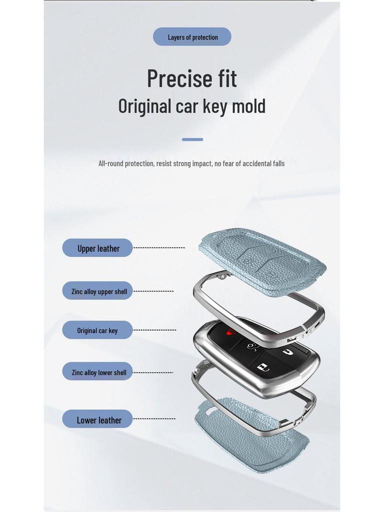 Lädernyckelskydd för Cadillac XT5/CT6/XT4/XTS och ATSL – Unisexdesign med spänne