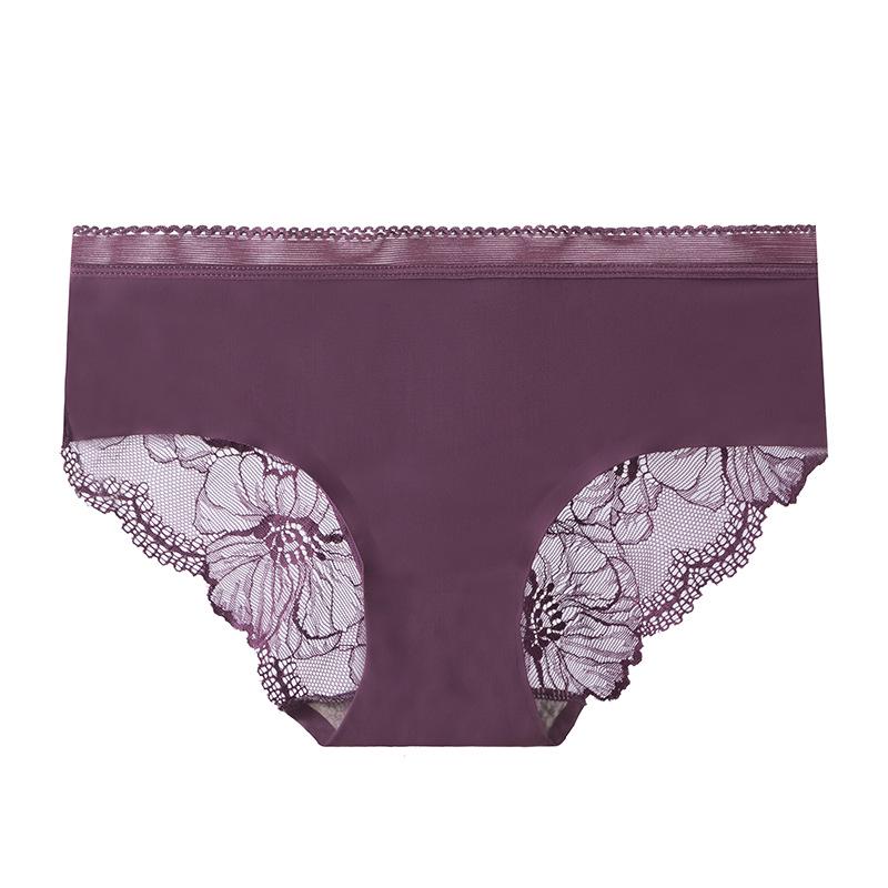 Ice Silk Seamless Lace Panties - Women's Mid-Waist All-Cotton Antibacterial Crotch, Breathable Summer Shorts