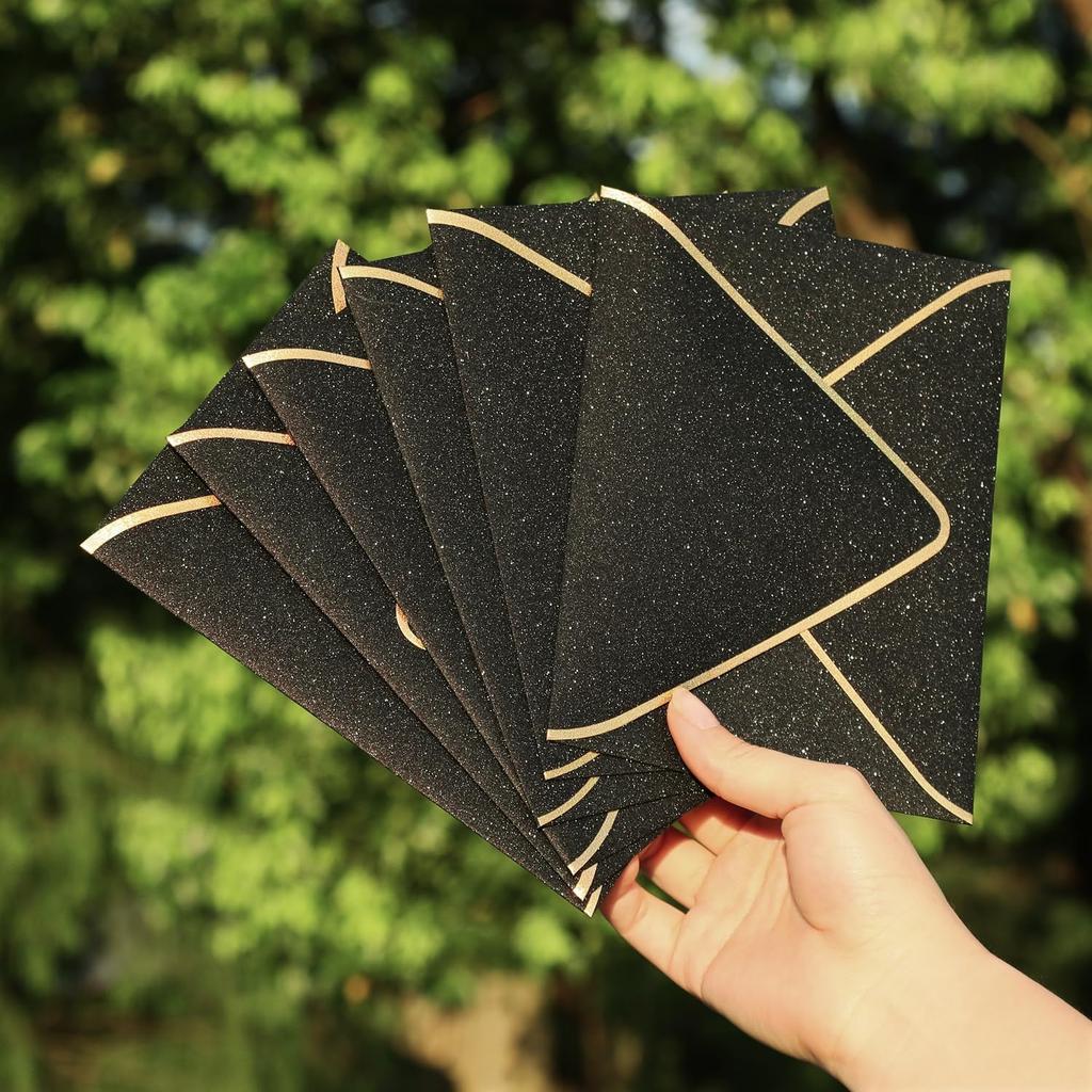 10 Pcs A7 - The Luxury Shiny 5x7 Black Envelopes Is Perfect For Invitation
