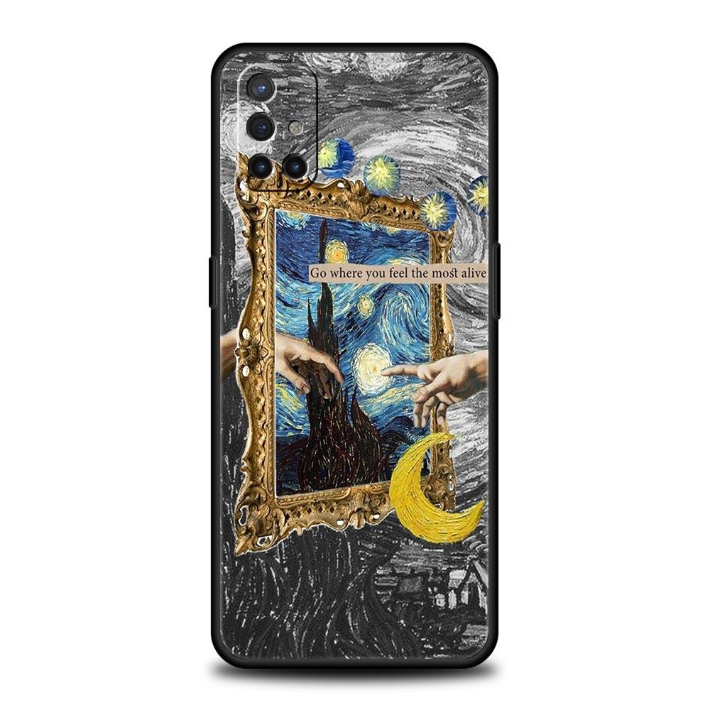 Funda de teléfono con cielo estrellado estilo Van Gogh para OnePlus 12 11 10 9 8 7 7T Pro 12R 10R 9RT 9R 8T Nord N100 N200 N10 2T CE 2 5G Cubierta Negra
