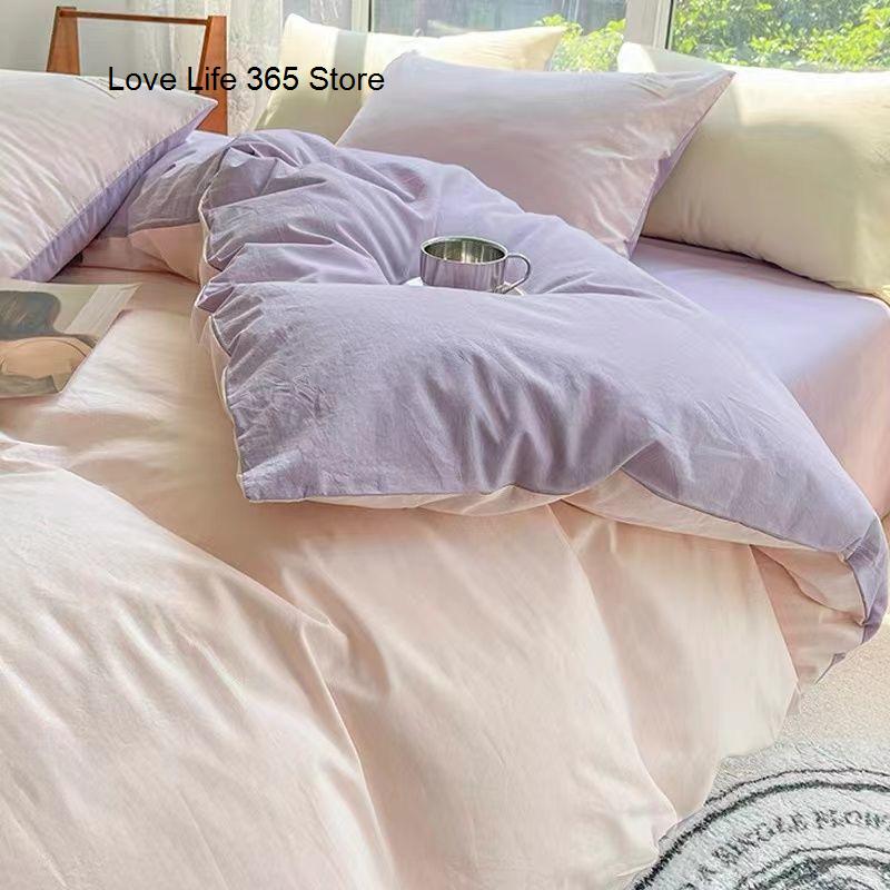 Sweet Blue Love Heart Printed Bedding Set For Girls Adults Children Bed Cover And Flat Sheet Pillowcases Soft Full Size 3/4pcs