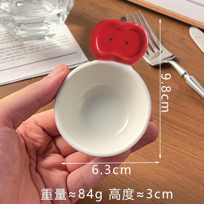 Cute three-dimensional fruit series handle flavor plate, dipping plate, small plate, ceramic underglaze color household plate