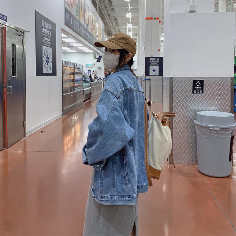 Women's Versatile Loose Denim Jacket - 2025 Spring/Autumn Retro High Street Style, Plus Size Available.