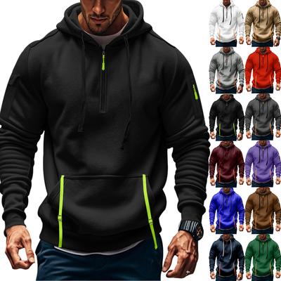 Men's Sweatshirt Hoodie Zipper Arm Pocket Cardigan Men's Sports Large Size Casual Hoodie