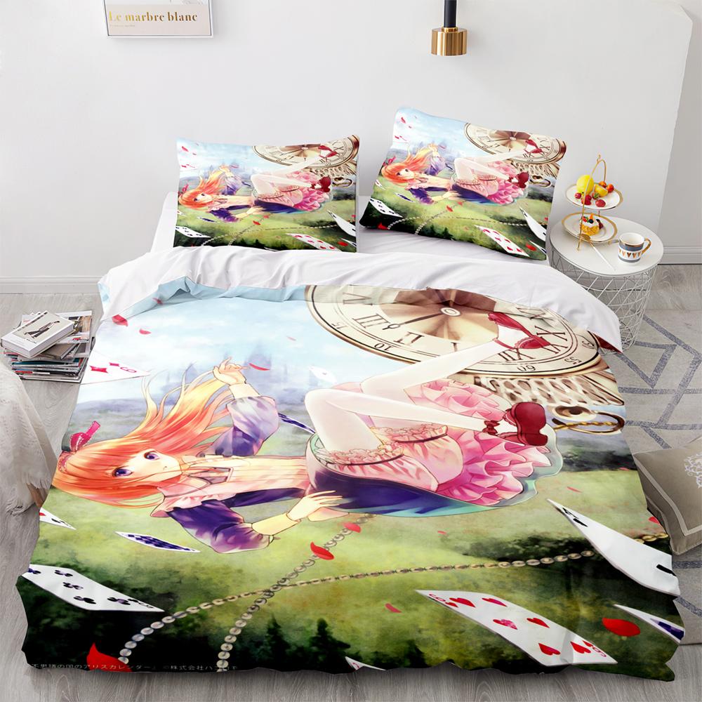 Kawaii Girl Bedding Set Single Twin Full Queen King Size Anime Girl Bed Set Aldult Kid Bedroom Duvetcover Sets 3D Pr Twin S