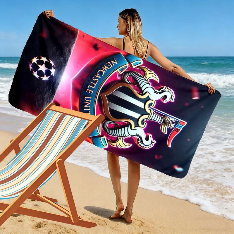 NUFC logo Print Beach Towel, Large Soft Quick Dry Towel for Beach Camping Swimming