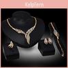 Bridal Rhinestone Wavy Wedding Party Choker Necklace Bracelet Ring Earrings Set