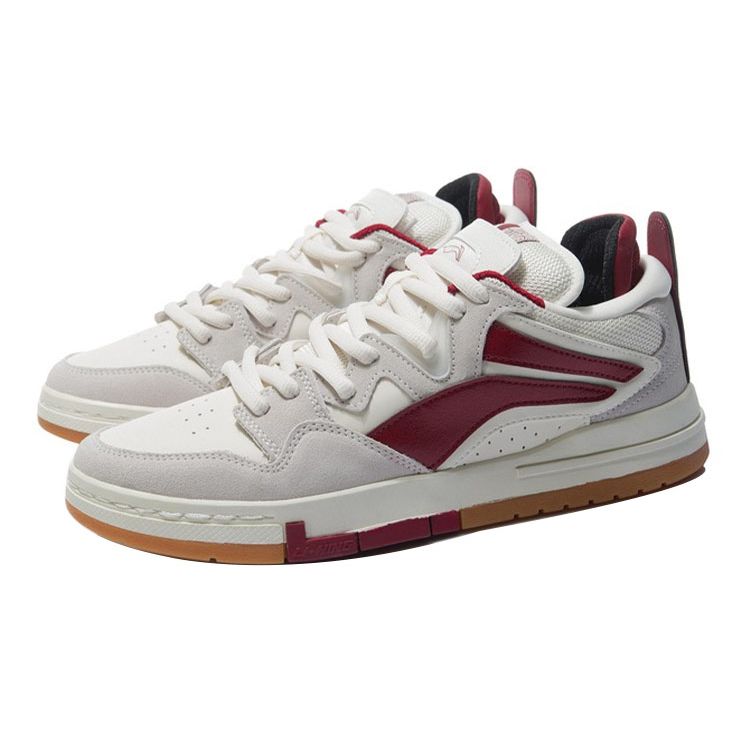 Li Ning Weiwu Pro Non-Slip Wear-Resistant Low-Top Skate Shoes Men Skate Shoes White Red AECR073-4
