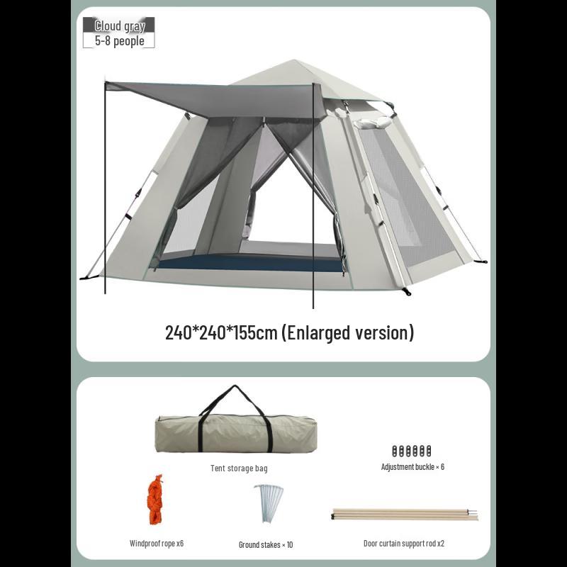Portable Automatic Camping Tent with Moisture Pad 5-8 Person Enlarged