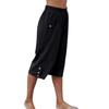 Women Cropped Pants Elastic Waist Pocket Straight Wide Leg Solid Color Daily Wear Thin High Waist Women Trousers Female Clothes