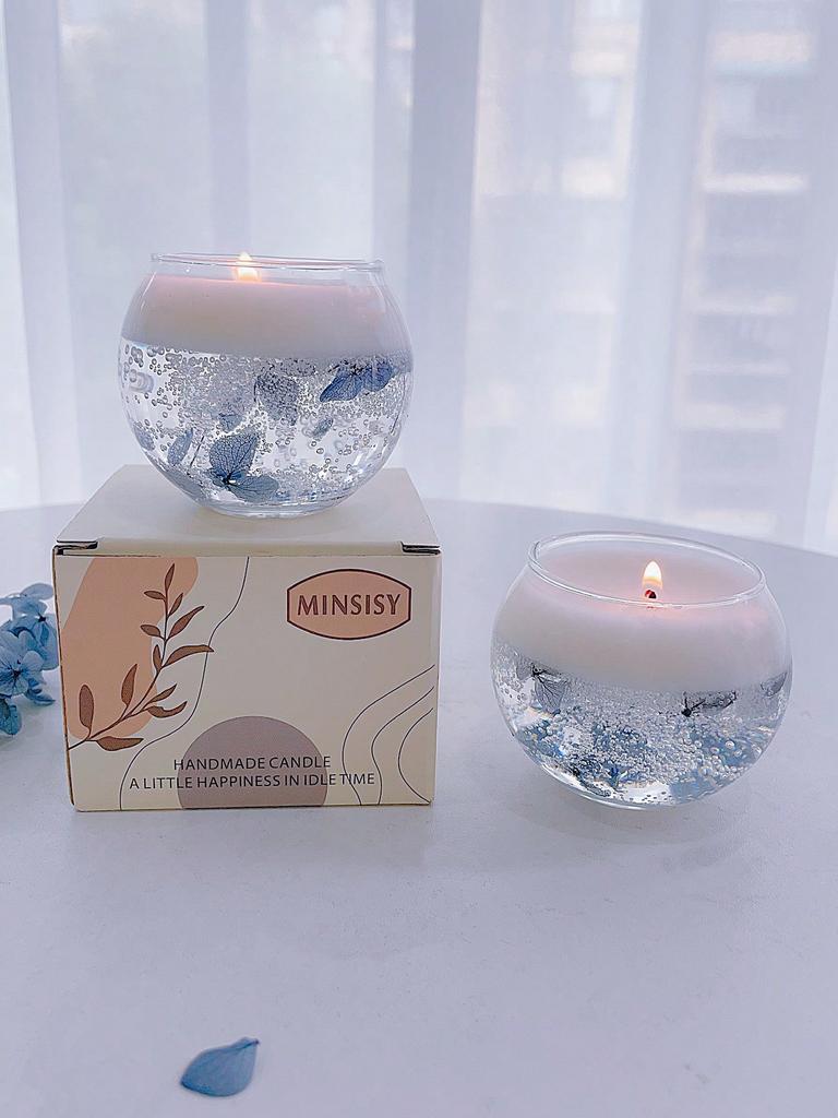 1 cup of blue floating flower scented candles, used for home decoration, rooms, bedrooms, study rooms, Valentine's Day gifts.