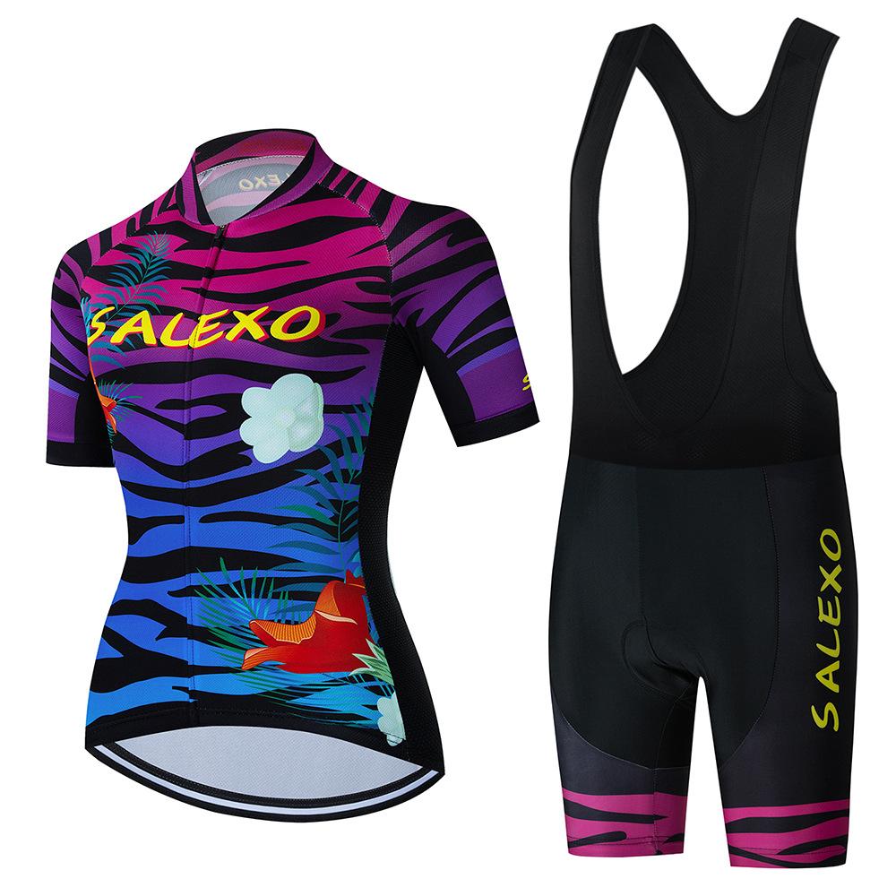 Women's Cycling Suit, Summer Short-sleeved Cycling Jersey, Tour De France Breathable Mountain Bike Suit Set