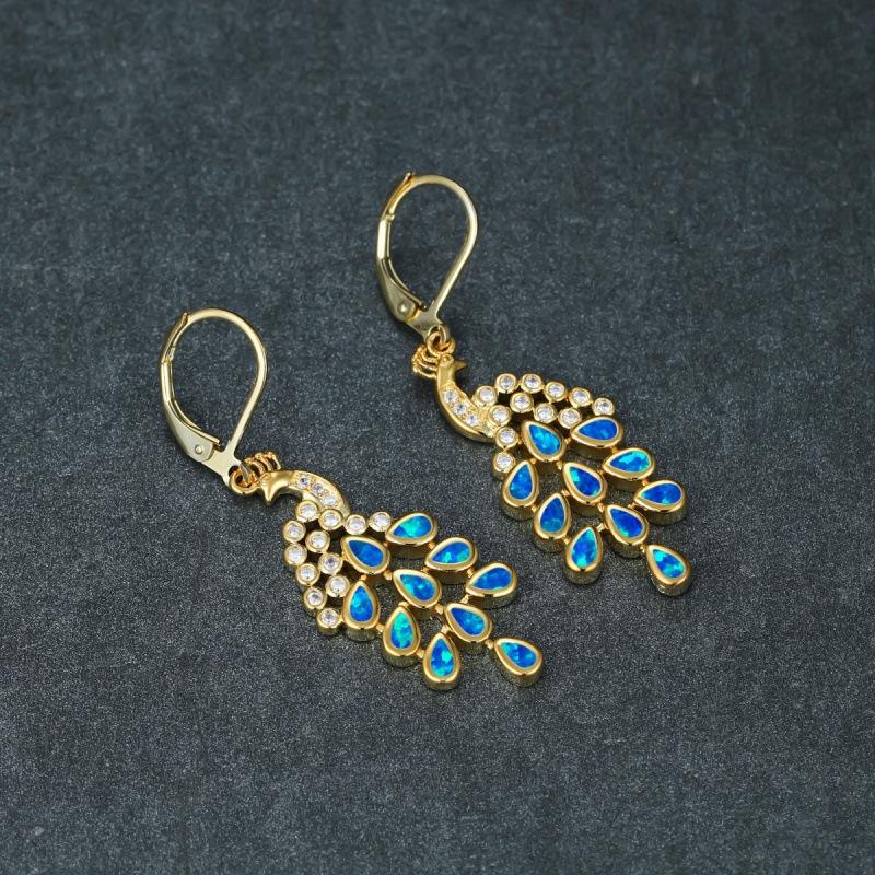 

Wish retro commuting gold opal retro peacock long earrings elegant premium source