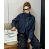 Womens Stand Collar Zip-Up Short Utility Jacket 2026 Korean Style Loose Fit Casual Outerwear