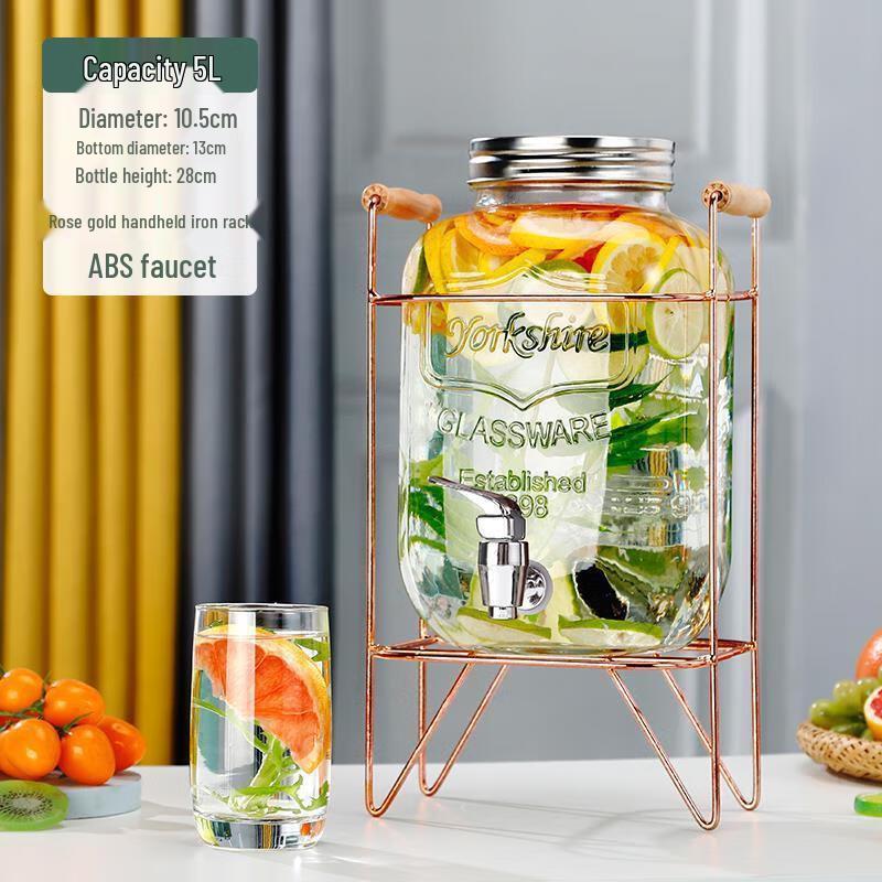 5L Glas Getränkespender mit Zapfhahn