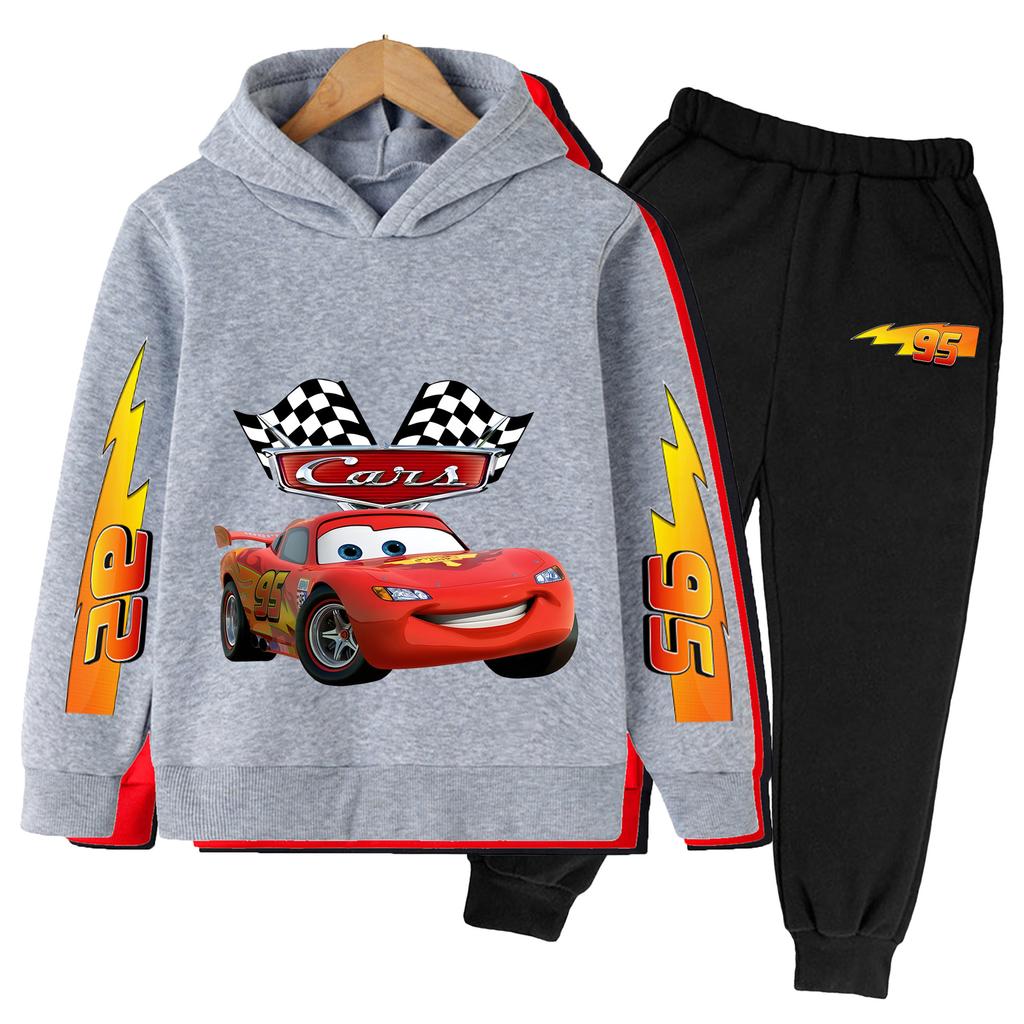 Kreslené Anime Blesk McQueen Módní Cool Potisk Volné Teplé Pohodlné Chlapecké Dívčí Mikiny Dlouhý Rukáv Set