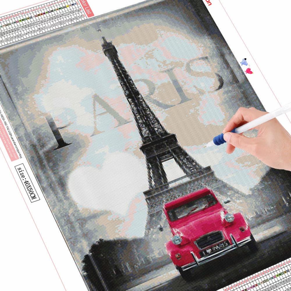 Diamant-Malerei, komplett, rund, quadratisch, Landschaft, Auto, 5D-Diamant-Stickerei, Verkauf, Eiffelturm, Strasssteine, Mosaik, Wandkunst
