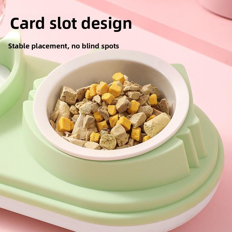 Dual-bowl Dog and Cat Automatic Drinking and Feeding Two-in-one Pet Water Bowl and Food Basin Integrated Design Feeding Bowl