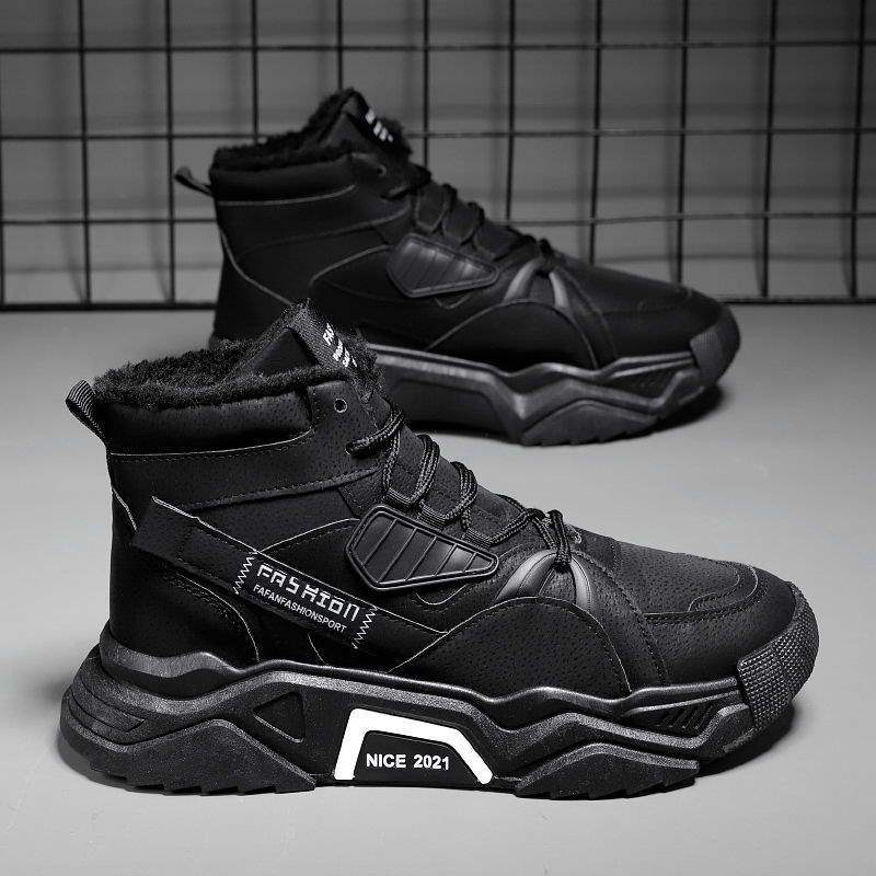 Winter Schneestiefel Herren Fleece Verdickt Thermische Martin Stiefel Herren Casual Kurze Stiefel High Top Wasserdicht Nordost Baumwollschuhe