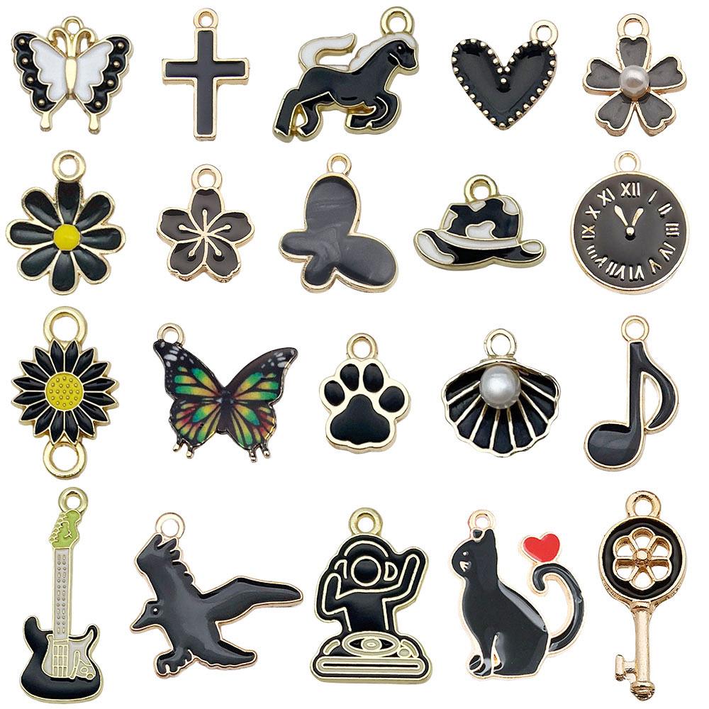 Mixed Color Cartoon Enamel Alloy Pendants for DIY Bracelets & Keychains