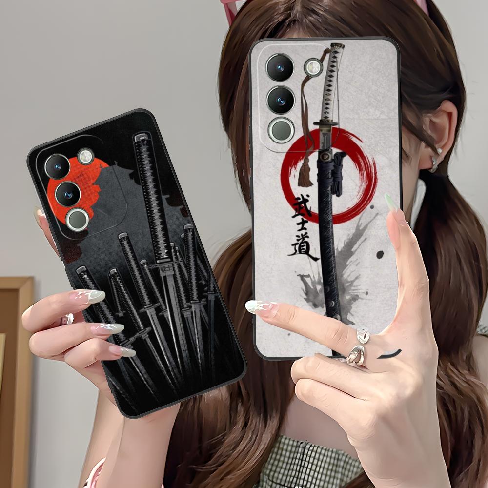 Katana Samurai Ronin Sakura Phone Case for VIVO V60 V50 V40 V30 V29 V27 V25 V23 Pro Lite 5G Colorful Printing Cover Pretty Cover