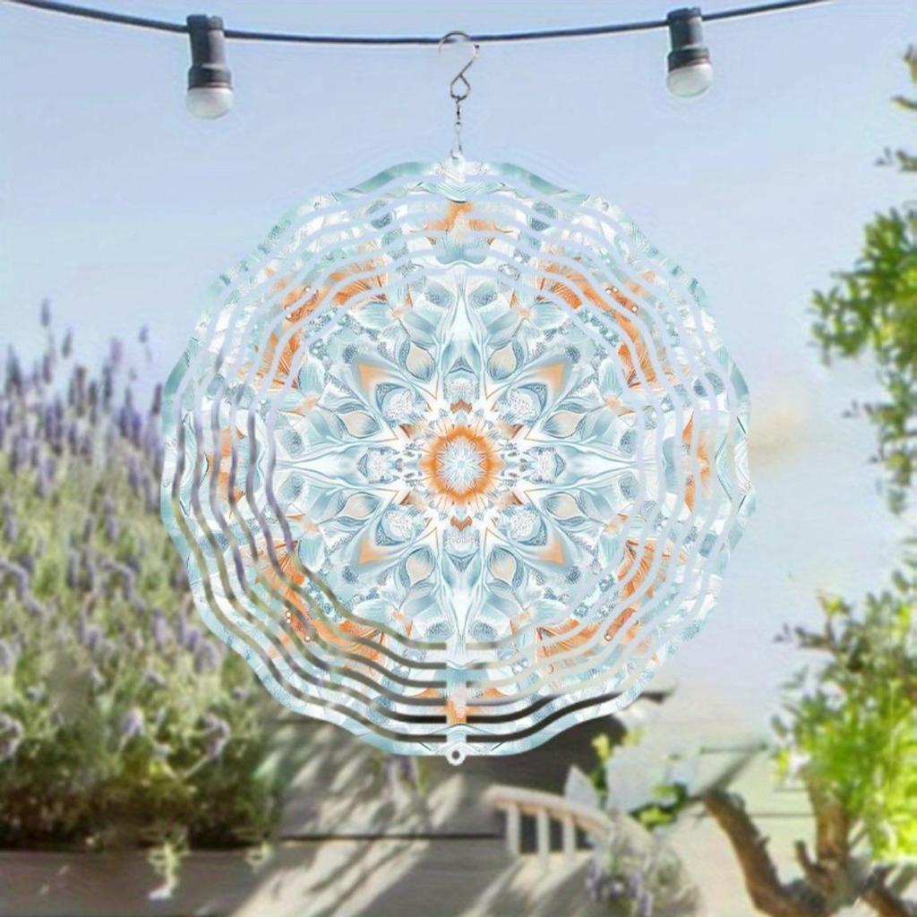 10 Inch Bohemian Wind Spinner Outdoor Decor with 360 Swivel Hook Mandala Design for Garden Balcony Patio Artistic Gift All Seasons