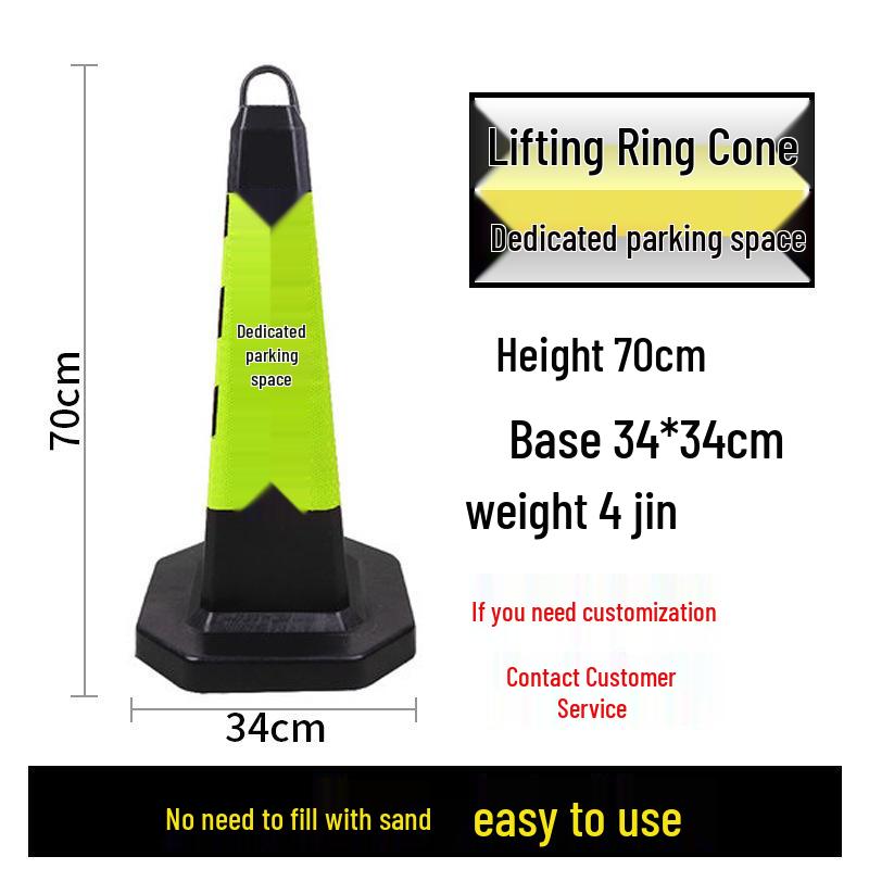 70cm Reflective Rubber and PVC Traffic Cone - No Parking Ice Cream Cone Design