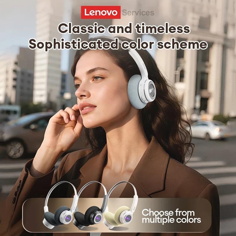 Original Lenovo LS113 On-Ear Bluetooth 6.0 Headphones 30H Battery ENC Noise Reduction Wireless Headset RGB Light Stylish Retro Earphones New
