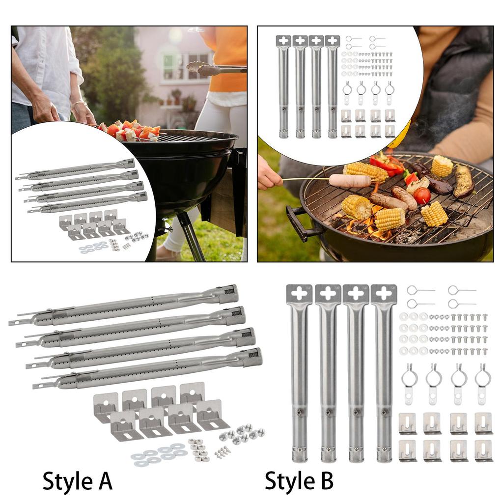 4Pcs Gas Grill Tube Burners Universal Spare Parts Grill Burner Tubes for Camping Party BBQ Supplies Barbecue Cooking Tools