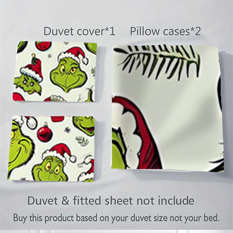 3Pcs Christmas Grinch Seamless Bedding Sets For All Sizes New 3D Printed Bed Cover Comforter Duvet Cover Pillowcase Bedroom Decoration