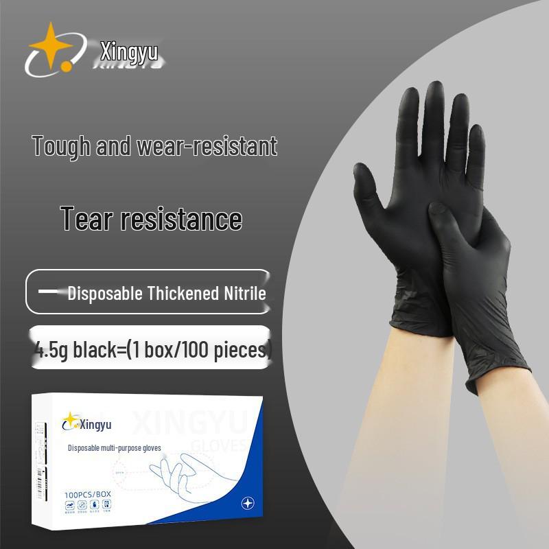 Blue/White/Black Nitrile Disposable Gloves - Tear-Resistant, Oil-Resistant, Waterproof, Non-Slip Hand Protection for Food Contact