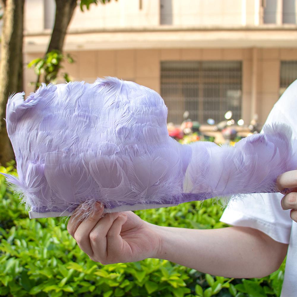 

1/5/10Meters Dyed Colored Goose Feathers Trims Real White Goose Feather Ribbon Fringe for Party Dress Sewing Decoration Crafts 1meter светло-фиолетовый